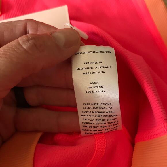 Wilo The Label Leggings Women XS Pink Peach Ribbed Contrast 7/8 Yoga Active READ - Picture 11 of 13